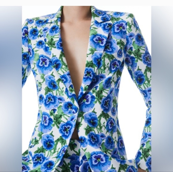 Alice & Olivia Blue Macey Floral Blazer Fitted Size 2 - Picture 3 of 12